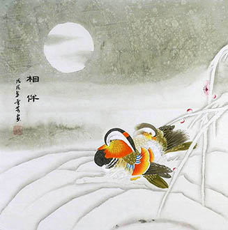Chinese Mandarin Duck Painting,68cm x 68cm,2547052-x