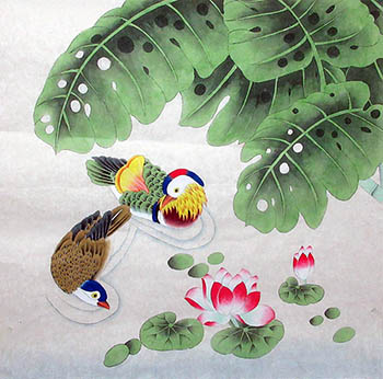 Chinese Mandarin Duck Painting,68cm x 68cm,2547054-x