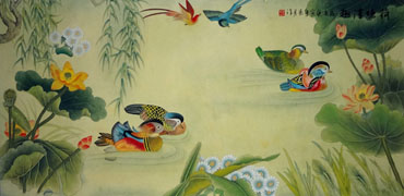 Chinese Mandarin Duck Painting,66cm x 136cm,2614039-x