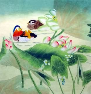 Chinese Mandarin Duck Painting,66cm x 66cm,2614043-x