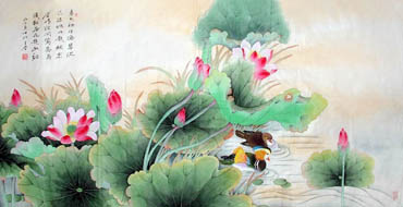 Chinese Mandarin Duck Painting,66cm x 136cm,2617043-x