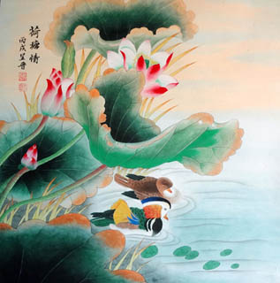 Chinese Mandarin Duck Painting,69cm x 69cm,2617044-x