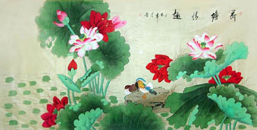 Chinese Mandarin Duck Painting,97cm x 180cm,2617045-x