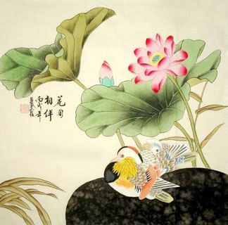 Chinese Mandarin Duck Painting,66cm x 66cm,2703054-x