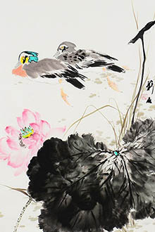 Chinese Mandarin Duck Painting,46cm x 70cm,cxm21205002-x