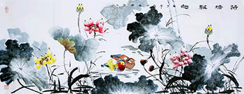 Chinese Mandarin Duck Painting,70cm x 175cm,cyd21123023-x