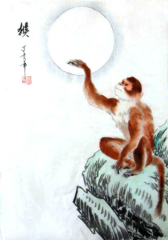 Chinese Monkey Painting 0 4336008, 28cm x 35cm(11〃 x 14〃)