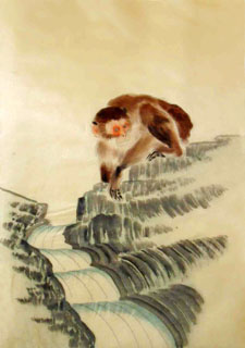 Chinese Monkey Painting,28cm x 35cm,4336009-x