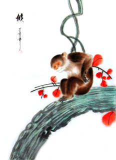 Chinese Monkey Painting,28cm x 35cm,4336010-x