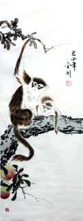 Chinese Monkey Painting,40cm x 100cm,4494003-x