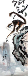 Chinese Monkey Painting,40cm x 100cm,4494004-x