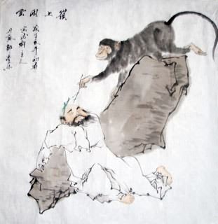 Chinese Monkey Painting,69cm x 69cm,4495003-x