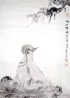 Chinese Monkey Painting,50cm x 70cm,4495005-x
