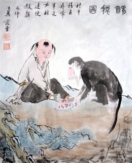 Chinese Monkey Painting,60cm x 70cm,4495008-x