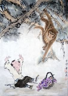Chinese Monkey Painting,63cm x 46cm,4495009-x