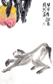 Chinese Monkey Painting,50cm x 90cm,4500001-x