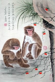 Chinese Monkey Painting,69cm x 46cm,4617002-x