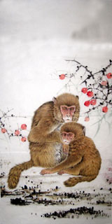 Chinese Monkey Painting,50cm x 100cm,4620023-x