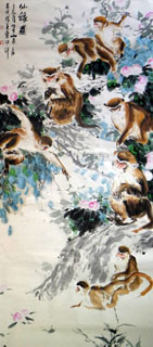 Chinese Monkey Painting,85cm x 200cm,4695042-x