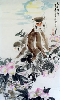 Chinese Monkey Painting,60cm x 97cm,4695044-x