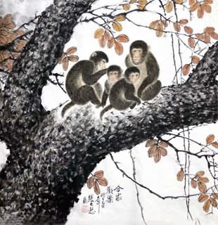 Chinese Monkey Painting,69cm x 69cm,4721026-x