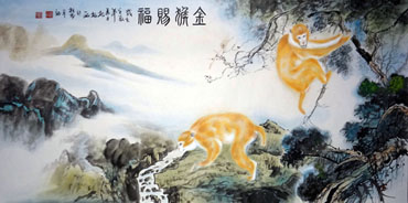 Chinese Monkey Painting,66cm x 130cm,4737041-x
