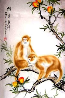 Chinese Monkey Painting,43cm x 65cm,4737048-x