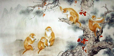 Chinese Monkey Painting,66cm x 130cm,4737051-x