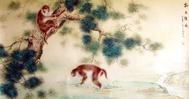 Chinese Monkey Painting,50cm x 100cm,4737052-x