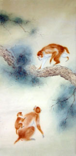 Chinese Monkey Painting,66cm x 130cm,4737055-x