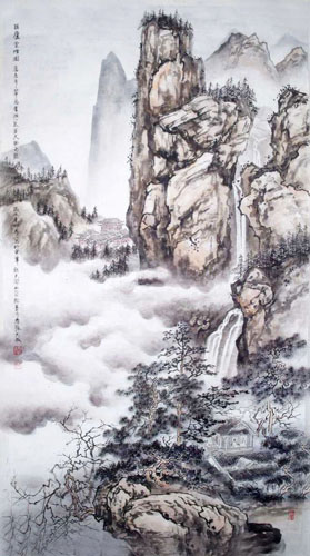Mountain and Water,50cm x 100cm(19〃 x 39〃),1006023-z
