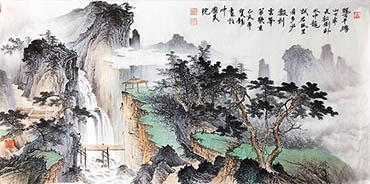 Chinese Mountain and Water Painting,68cm x 136cm,1011070-x
