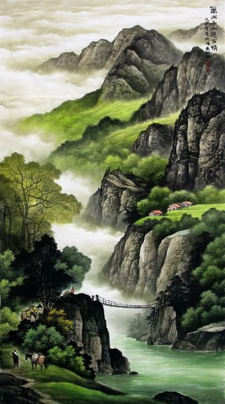 Chinese Mountain and Water Painting 1135063, 97cm x 180cm(38〃 x 70〃)