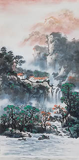 Chinese Mountain and Water Painting,35cm x 70cm,wm11114002-x