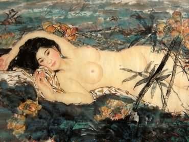 Chinese Nude Girl Painting,69cm x 138cm,3723005-x