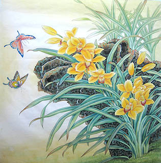 Chinese Orchid Painting,66cm x 66cm,2011020-x