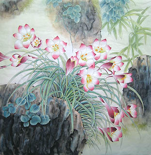 Chinese Orchid Painting,66cm x 66cm,2011021-x
