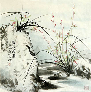 Chinese Orchid Painting,68cm x 68cm,2388037-x