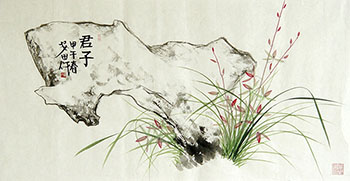Chinese Orchid Painting,50cm x 100cm,2388038-x