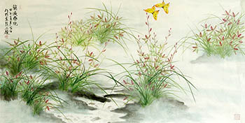 Chinese Orchid Painting,68cm x 136cm,2388040-x