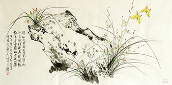Chinese Orchid Painting,68cm x 136cm,2388041-x