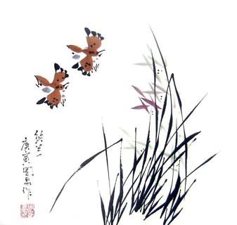 Chinese Orchid Painting,33cm x 33cm,2396013-x