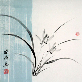 Chinese Orchid Painting,33cm x 33cm,2411005-x
