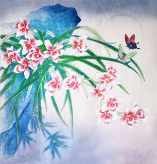 Chinese Orchid Painting,66cm x 66cm,2416005-x