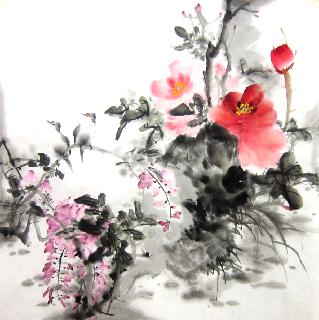 Chinese Other Flowers Painting,68cm x 68cm,yh21101005-x