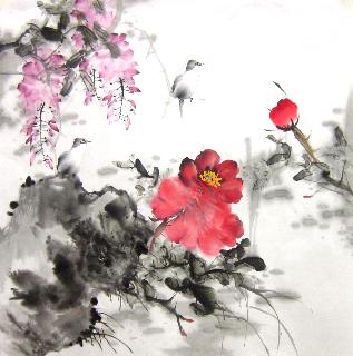 Chinese Other Flowers Painting,68cm x 68cm,yh21101006-x