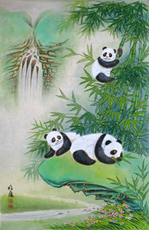 Chinese Panda Painting,45cm x 65cm,4207002-x
