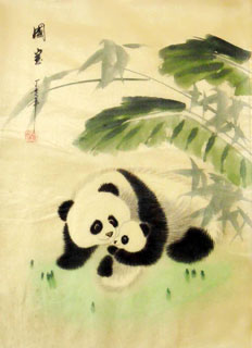 Chinese Panda Painting,30cm x 40cm,4336022-x