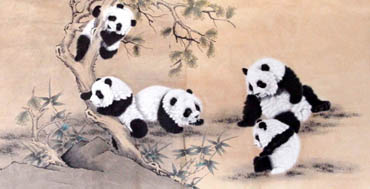 Chinese Panda Painting,69cm x 138cm,4336023-x