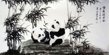 Chinese Panda Painting,66cm x 136cm,4510001-x